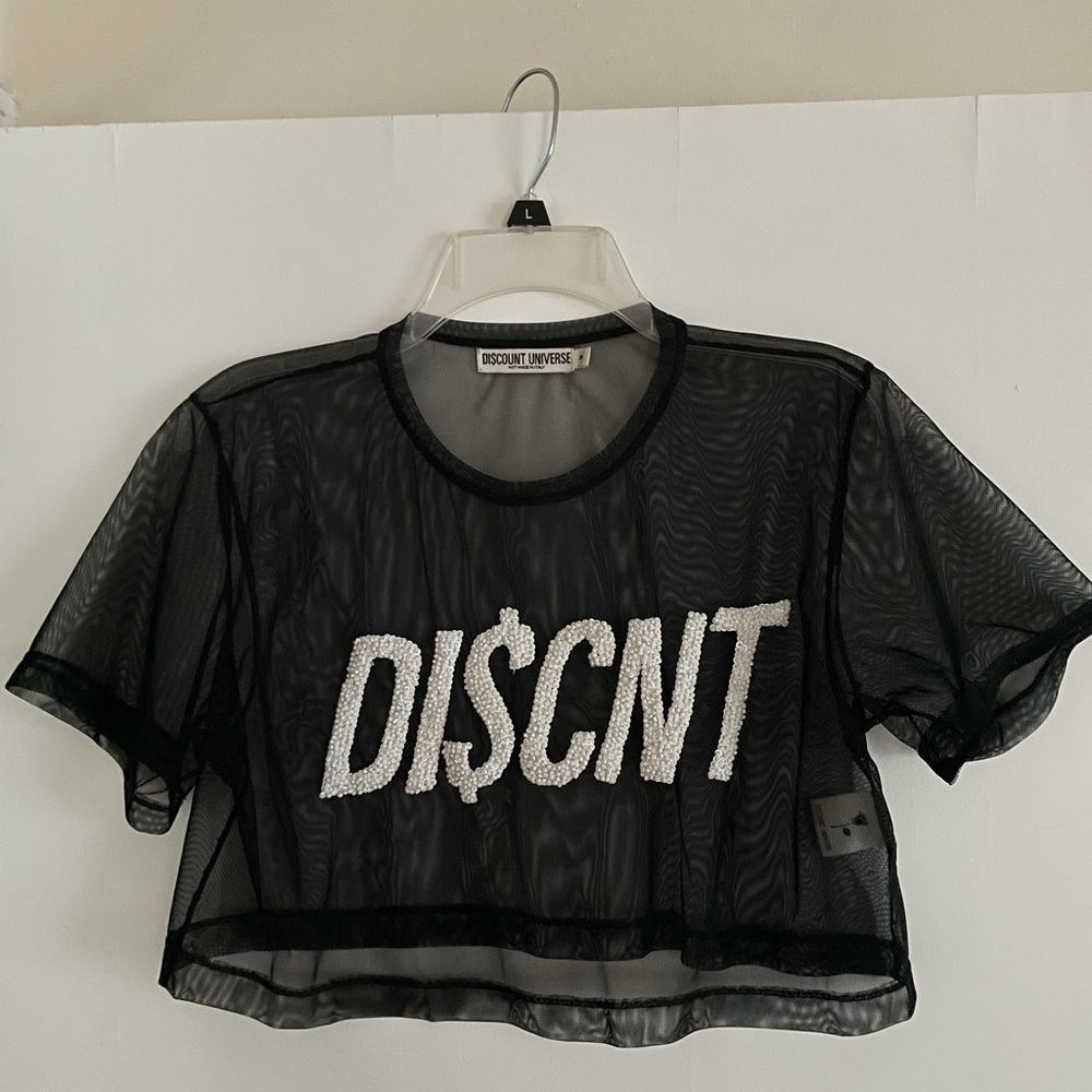 DI$CNT mesh crop tee